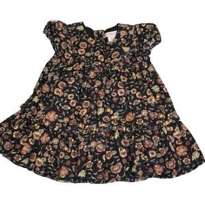 Catherine Malandrino Corduroy Dress Girls 12M | Brown Floral Ruffle Baby Doll